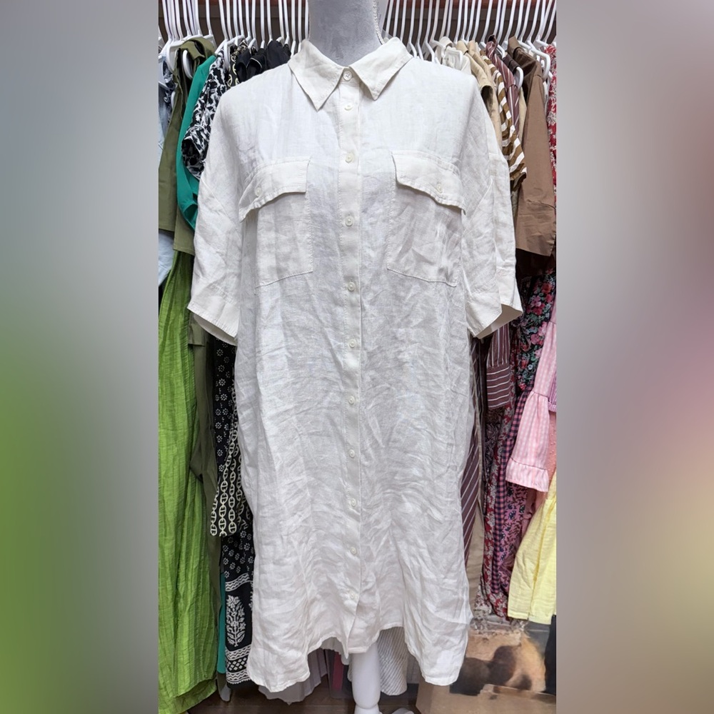 NWT Jcrew Utility shirt-dress in linen color natural - Picture 3 of 7